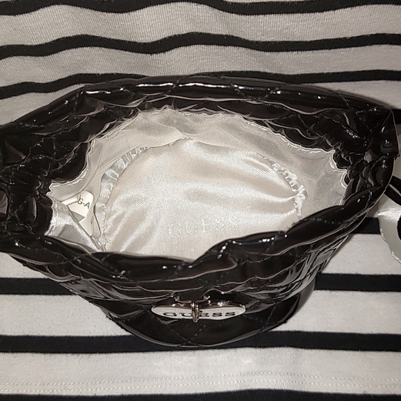 Guess Patent Leather Quilted Drawstring Bag - Picture 4 of 8
